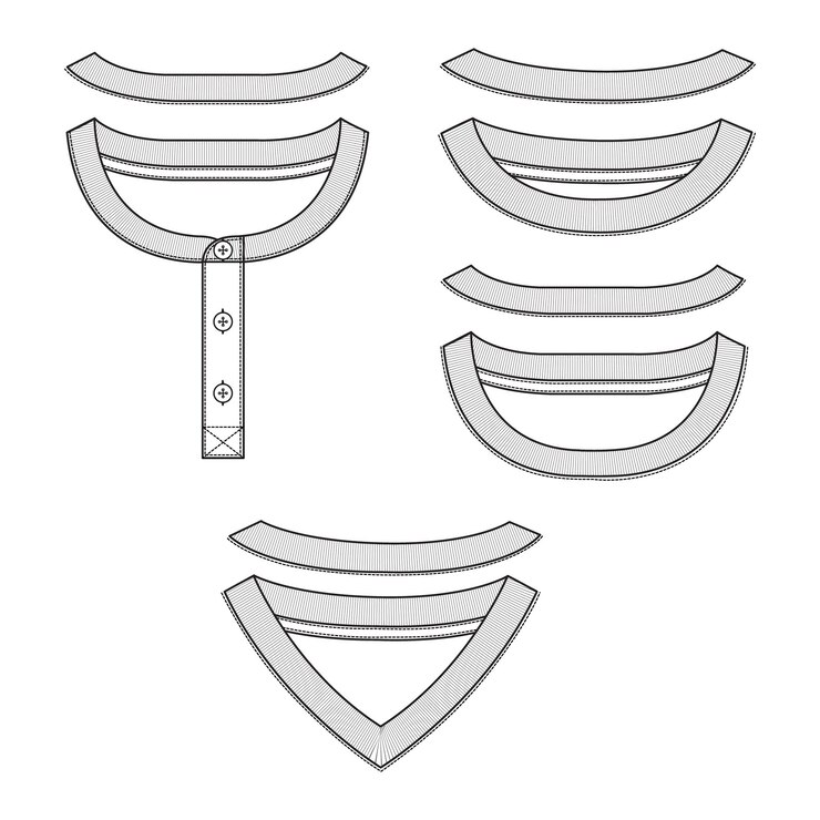Diferentes tipos de ilustración vectorial del cuello de la costilla de la camiseta