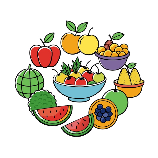 Diferentes tipos de ilustración vectorial de frutas Concepto