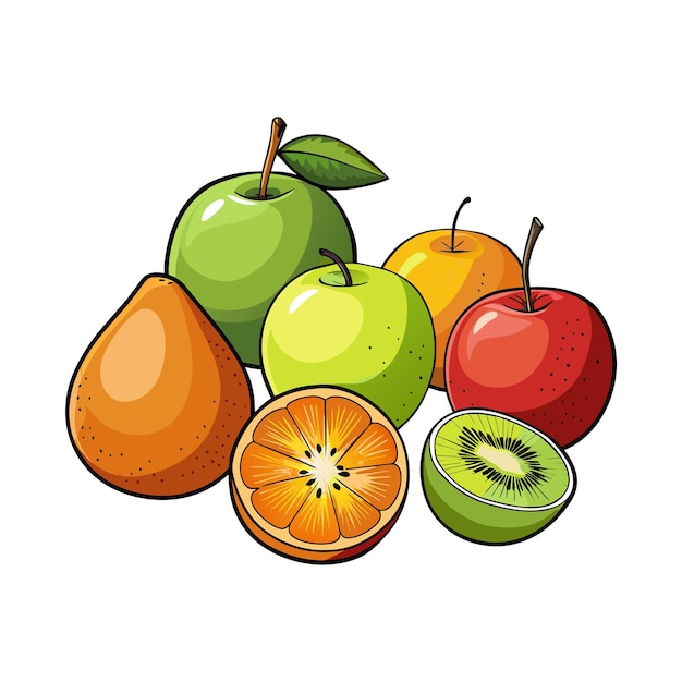 Diferentes tipos de ilustración vectorial de frutas Concepto