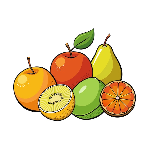 Diferentes tipos de ilustración vectorial de frutas Concepto