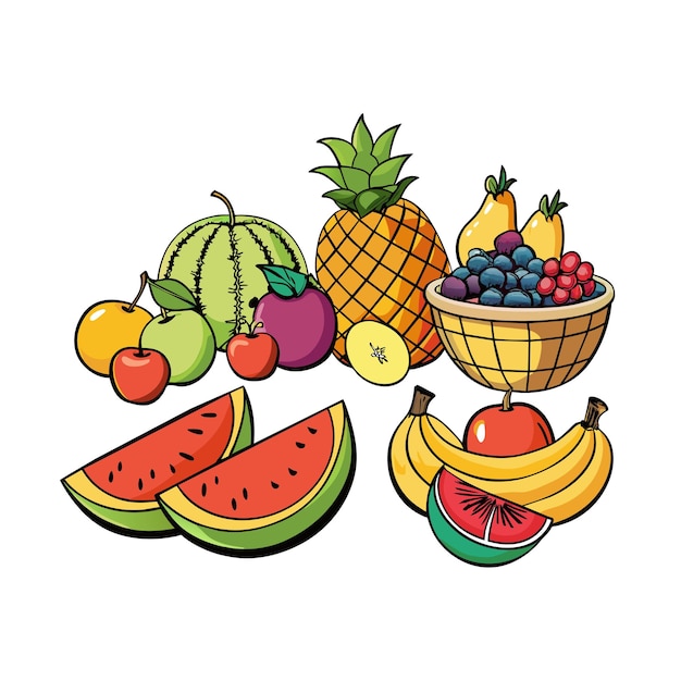 Diferentes tipos de ilustración vectorial de frutas Concepto