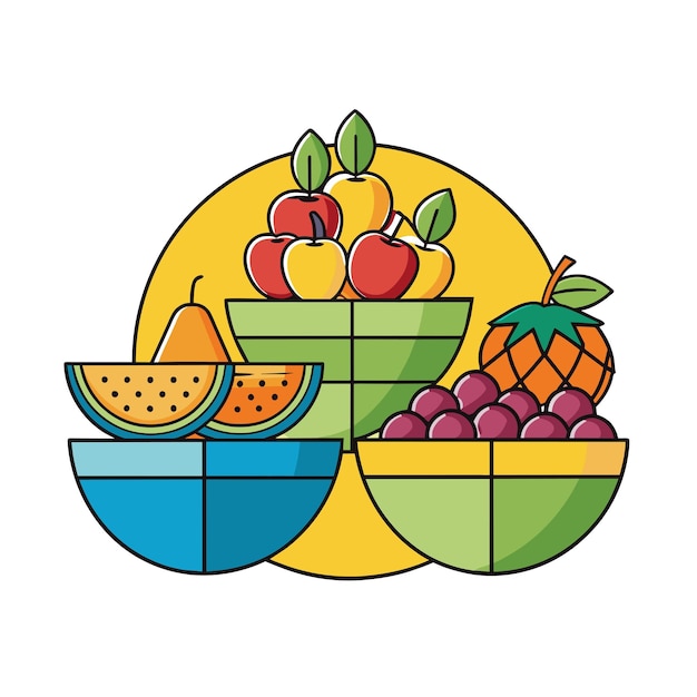 Diferentes tipos de ilustración vectorial de frutas Concepto