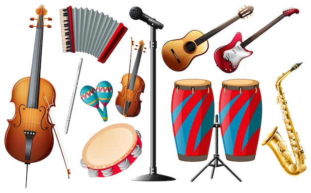 Vector diferentes tipos de instrumentos clásicos ilustración