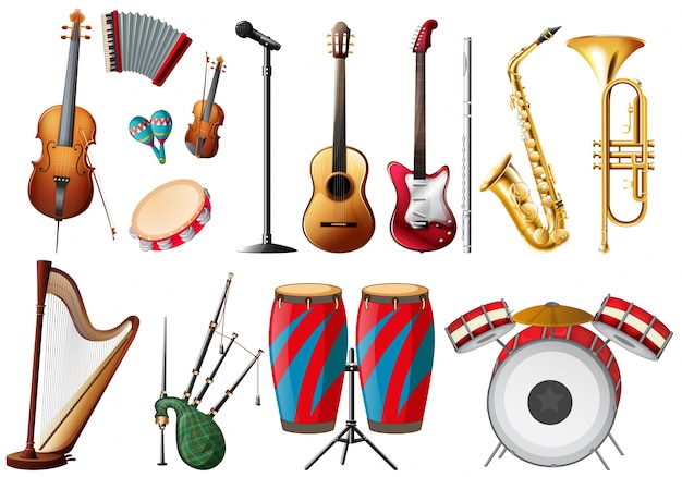 Vector diferentes tipos de instrumentos musicales