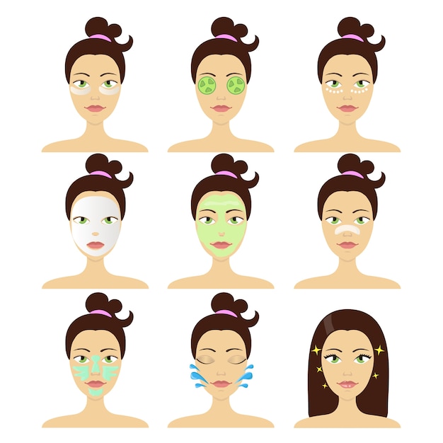 Diferentes tipos de mascarillas cosméticas faciales. concepto de belleza y cuidado de la piel.