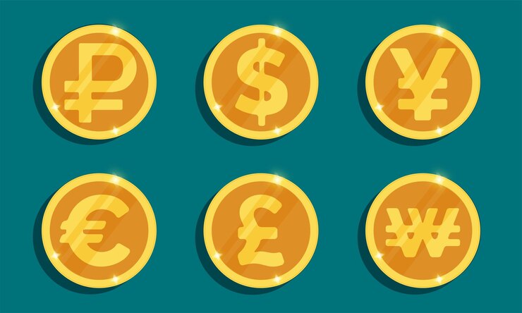 Vector diferentes tipos de monedas del mundo