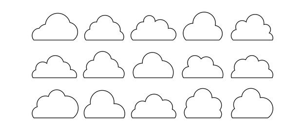diferentes tipos de nubes sobre un fondo blanco