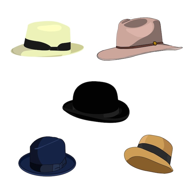 diferentes tipos de vector de sombrero