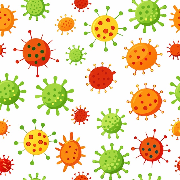 Vector diferentes tipos de virus bacterias biología organismos patrón sin costuras