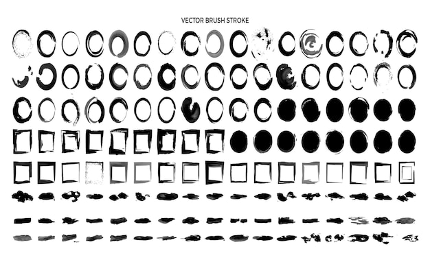 Diferentes trazos de pincel Conjunto de elementos de pinceles Marcos para etiquetas de texto grunge