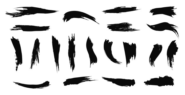 Diferentes trazos de pintura negra sobre un fondo blanco Ilustración vectorial