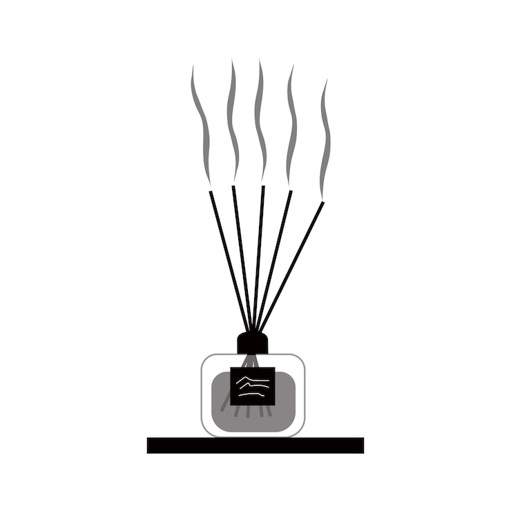 Vector difusor de aroma blanco y negro con palos de aroma