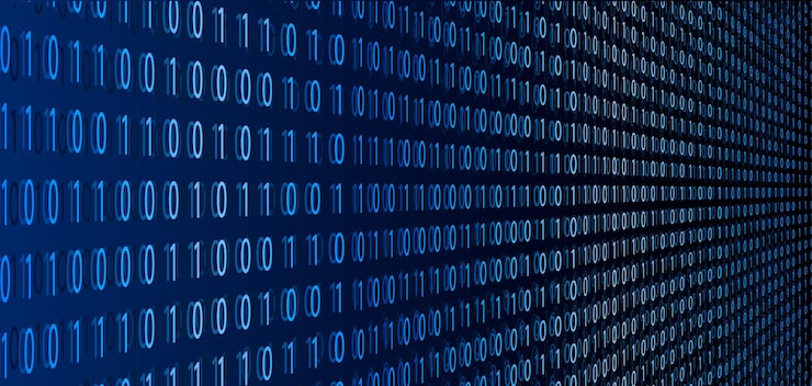 Vector digital binary data and streaming binary matrix code background