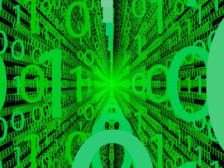 Vector digital binary data and streaming binary matrix code background