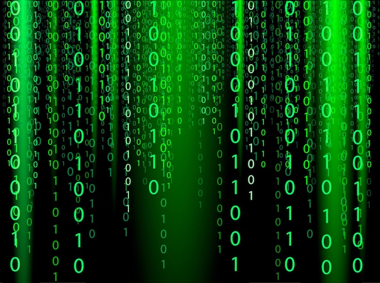 Vector digital binary data and streaming binary matrix code background