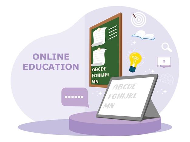 Digital Classroom Online Education kindergarten backto school concept