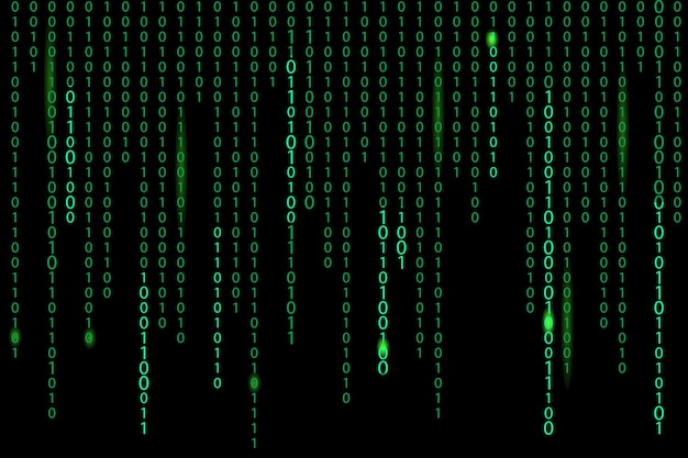 Digital computer code coding and hacking vector illustration with a green matrix background