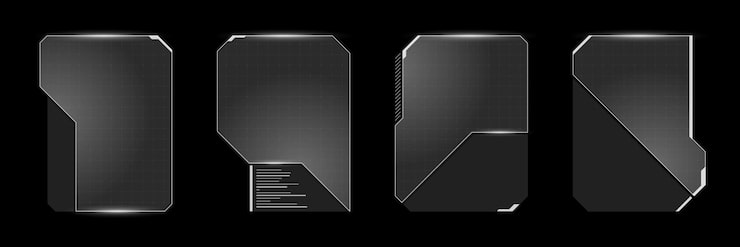 Digital streamer hud interface with bold ui frame cyberpunk graphics and floating text buttons