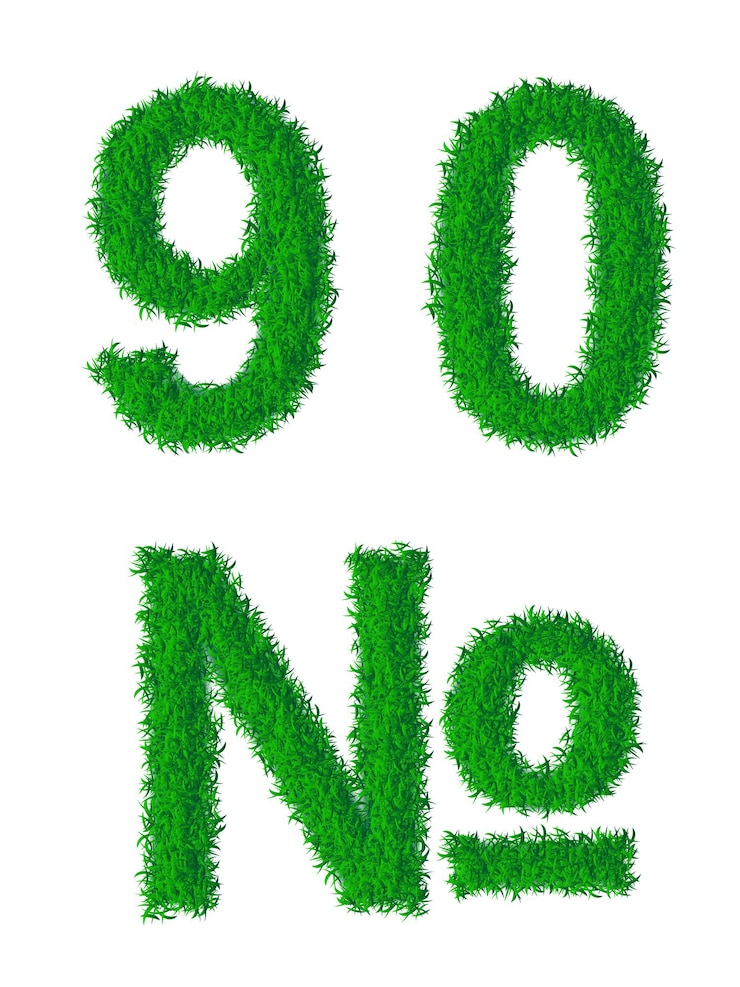 Vector dígitos del alfabeto de hierba verde 9 0