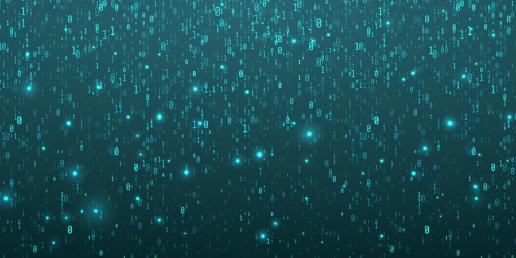 Vector dígitos caídos abstractos lluvia de código digital en un estilo futurista inspirado en matrix ilustración vectorial