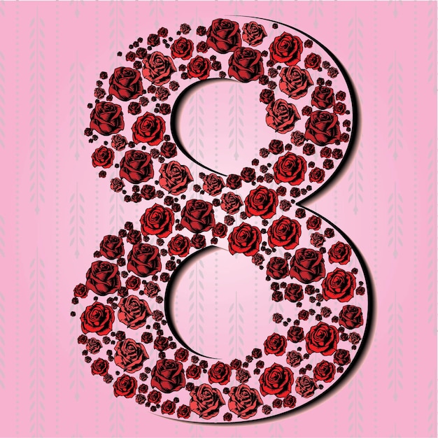 dígitos floral ilustración arte rose números
