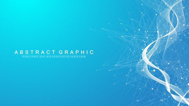 Dígitos fondo abstracto con línea conectada y puntos flujo de onda Redes neuronales digitales Fondo de red y conexión para su presentación Fondo poligonal gráfico Ilustración vectorial