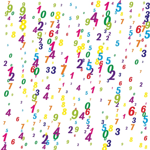Dígitos y números coloridos voladores Matemáticas escolares