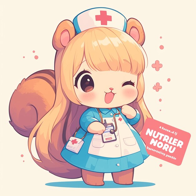 Una diligente enfermera ardilla al estilo de las caricaturas
