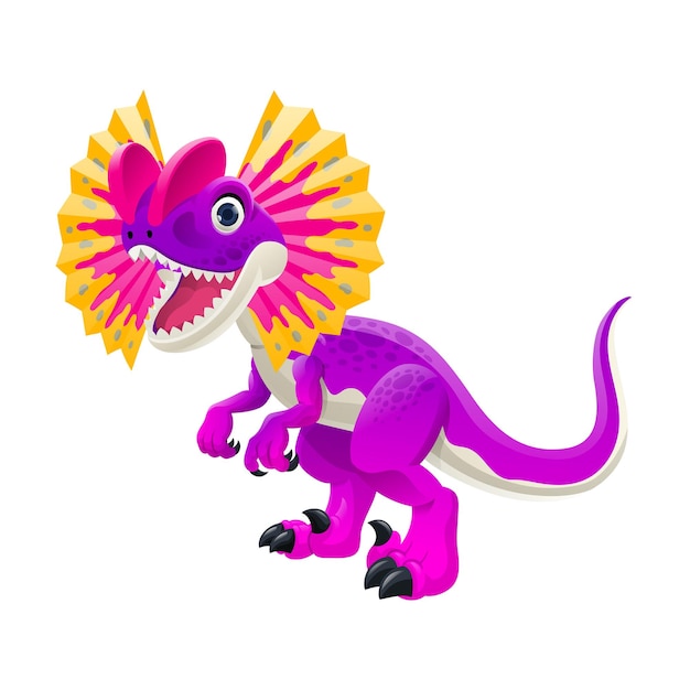 Dilophosaurus lindo personaje de dibujos animados para niños