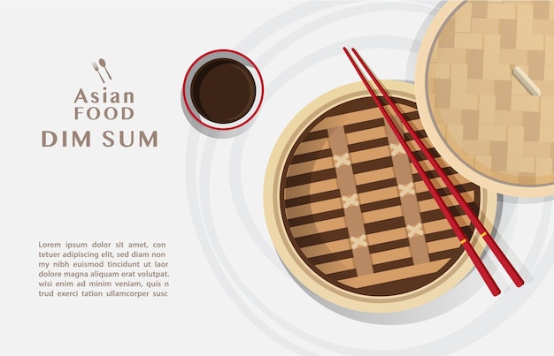 Dim sum menu set Comida asiática Comida china vector illustrationx9