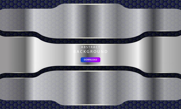Dimensión abstracta de plata sobre fondo hexagonal. Textura con decoración de lista plateada.