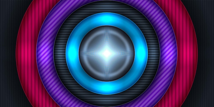 Vector dimensión de capa de superposición negra dinámica moderna en círculo de iluminación web de banner abstracto oscuro