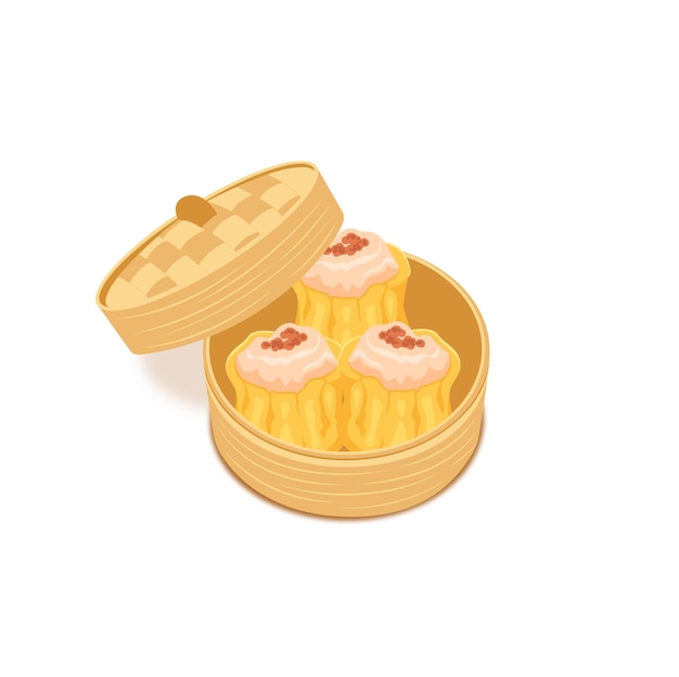 Dimsum bola de masa hervida china dibujada a mano comida china