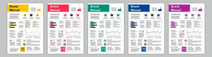 Vector din a business brand manual templates set empresa identidad folleto página promoción marketing