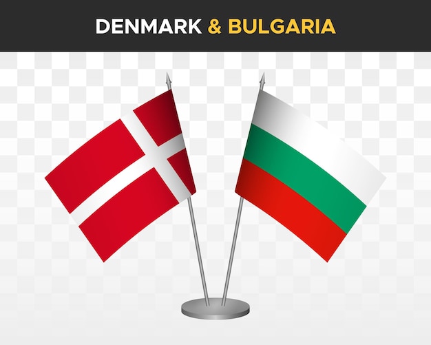 Dinamarca vs bulgaria escritorio banderas maqueta aislado 3d vector ilustración bandera de mesa danesa