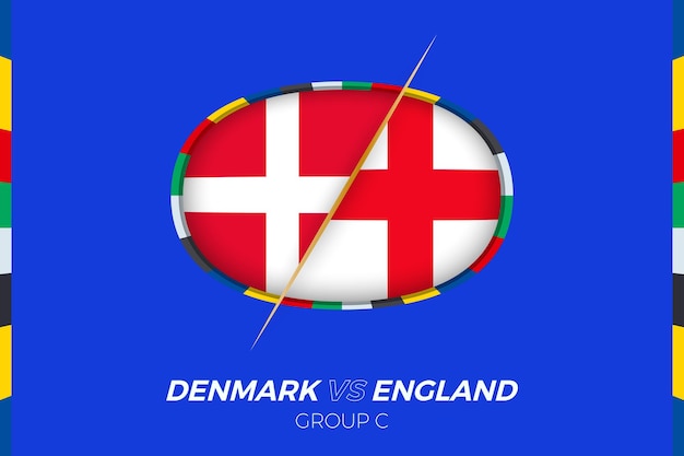 Dinamarca vs inglaterra: icono del partido de fútbol para el torneo europeo de fútbol 2024