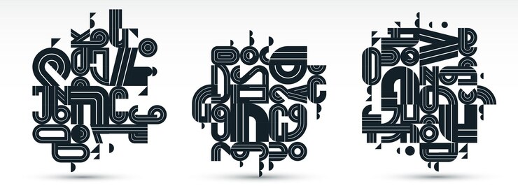 Vector dinámicas desordenadas composiciones de diseño vectorial abstracto conjunto mínimo alineado colección de arte moderno elementos de geometría elegante aislados sobre blanco negro y blanco