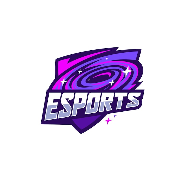 Vector dinámico y poderoso galaxy esports diseño de logotipo emblema de calidad premium para equipos y entusiastas