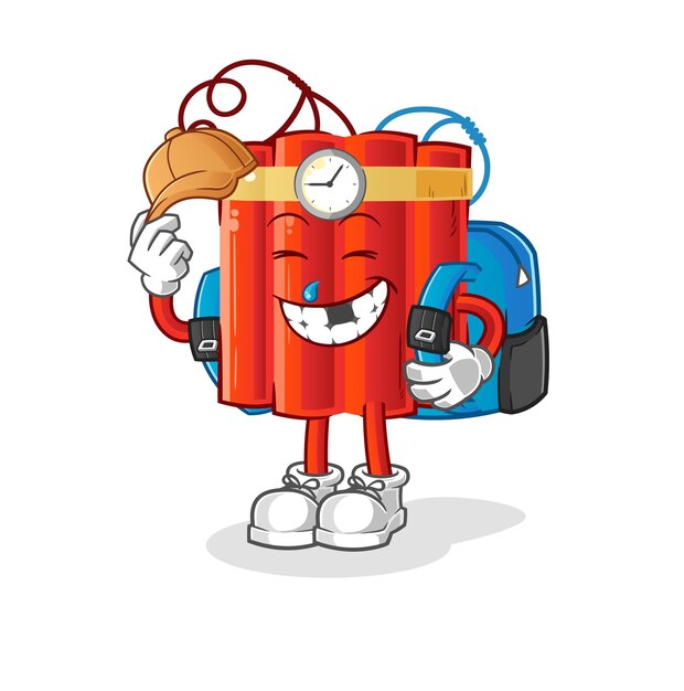 Dinamita va al personaje de dibujos animados de vector de escuela
