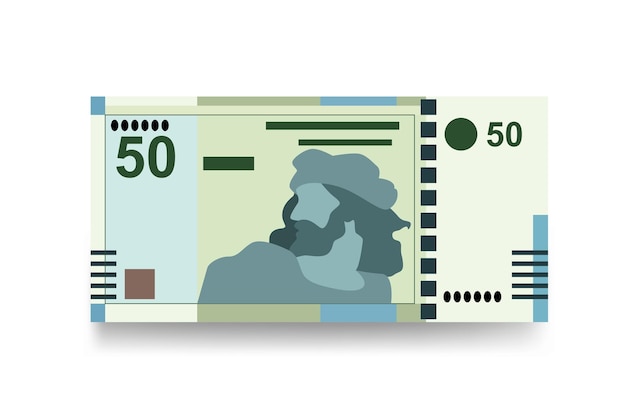 Vector dinar tunecino vector ilustración túnez dinero set paquete billetes papel moneda 50 tnd