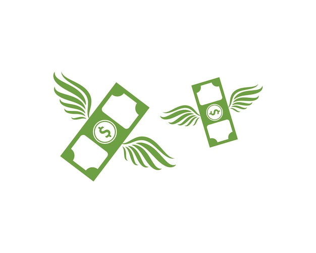 Dinero alas logo icono vector ilustración