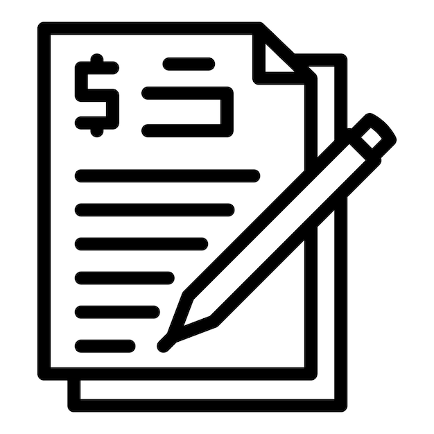 Dinero bancario papel icono contorno vector ingreso del trabajo sueño rico