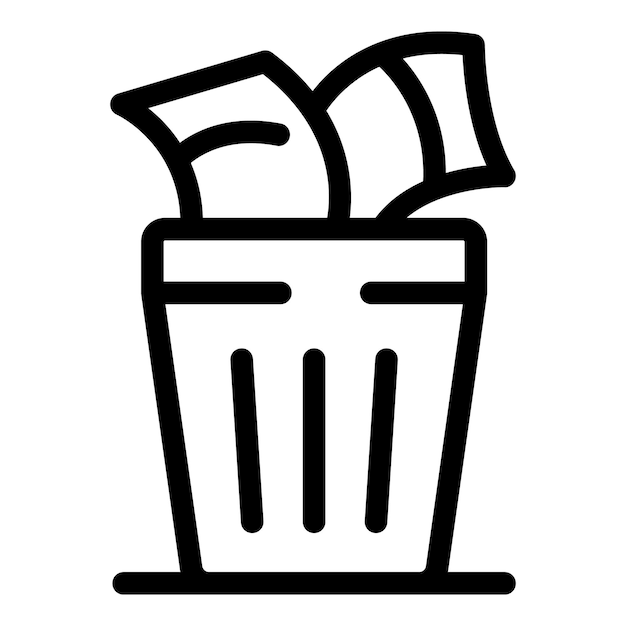 Dinero basura desperdicio basura finanzas pérdida icono símbolo