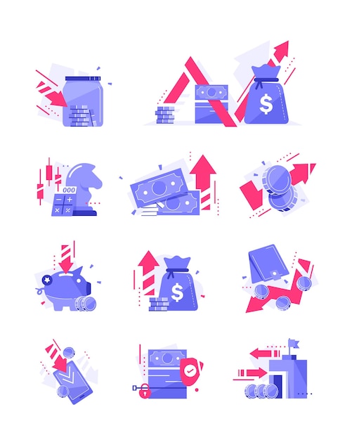 Dinero. Billetes de dólares. Efectivo. Ilustración vectorial de estilo plano