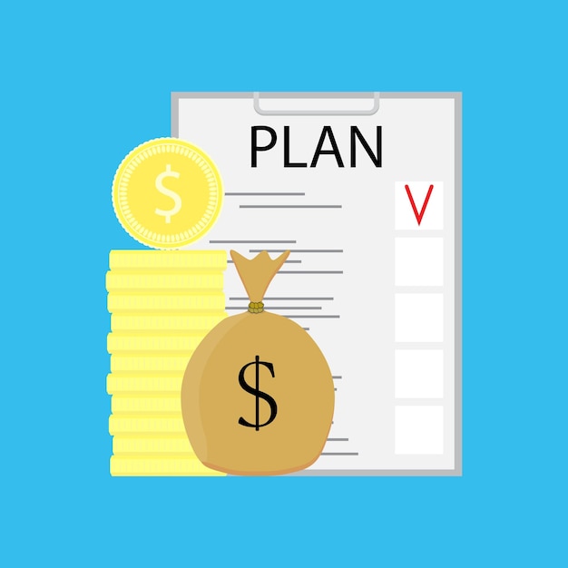 Dinero de crecimiento de la lista de verificación del plan