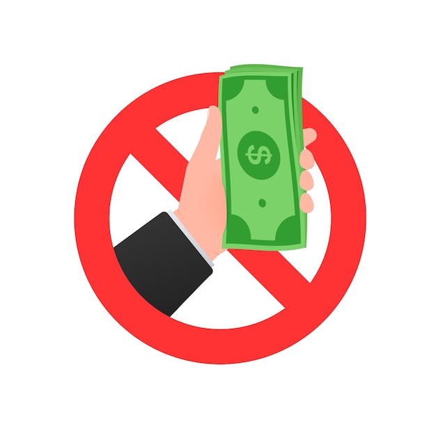 Sin dinero en efectivo Prohibición de dinero Icono de prohibición de efectivo