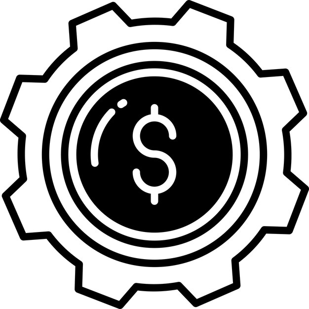 El dinero establece el glifo y la ilustración del vector de líneas