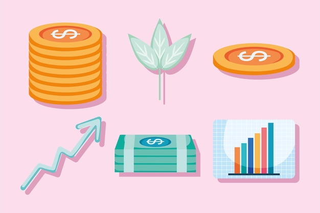 dinero, y, financiero, conjunto