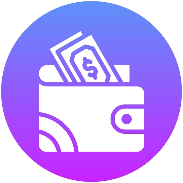 El dinero en el icono vectorial de la billetera Ilustración del icono de la economía empresarial