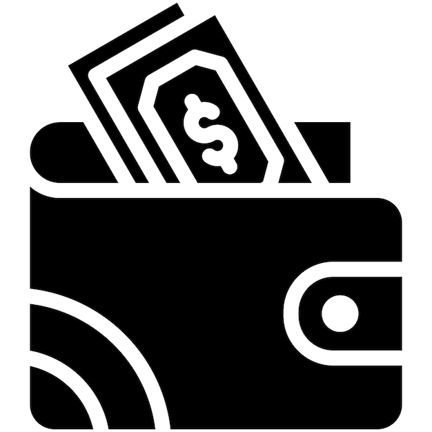 El dinero en el icono vectorial de la billetera Ilustración del icono de la economía empresarial